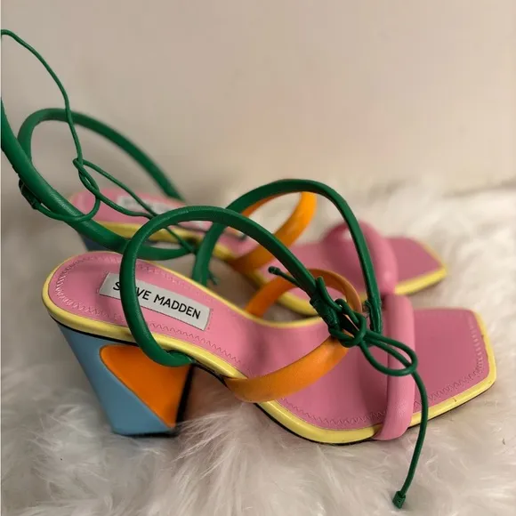 Steve Madden Punctual Rainbow Leather Strappy Sandals