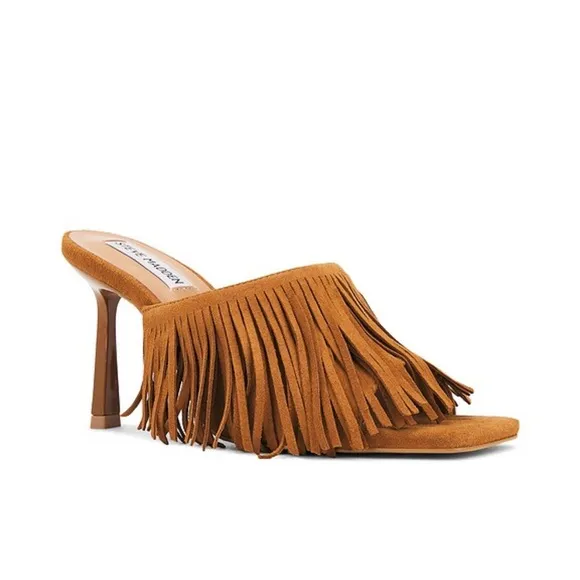 STEVE MADDEN REVOLVE NWBMorina Sandals in Cognac Suede Fringe