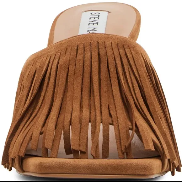 STEVE MADDEN REVOLVE NWBMorina Sandals in Cognac Suede Fringe