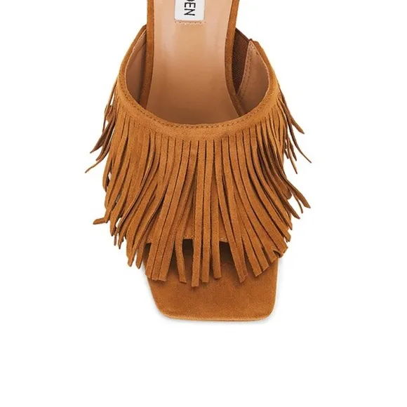 STEVE MADDEN REVOLVE NWBMorina Sandals in Cognac Suede Fringe