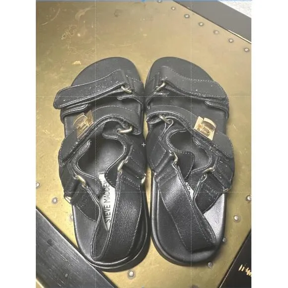 Steve Madden Sandals Platform Chunky Mona Two Strap Bold Streetwear Chic Black 6