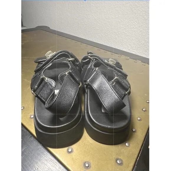 Steve Madden Sandals Platform Chunky Mona Two Strap Bold Streetwear Chic Black 6