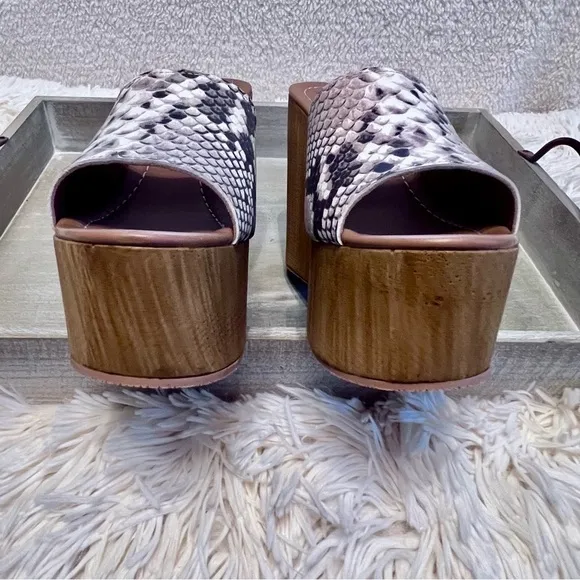 Steve Madden Sandra Natural Snake Chunky Platform Leather Sandals Women’s 8, NIB