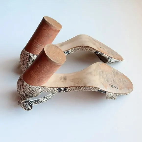 Steve Madden Sara Snakeskin Cylinder Heel Ankle Strap Sandals Size 7.5