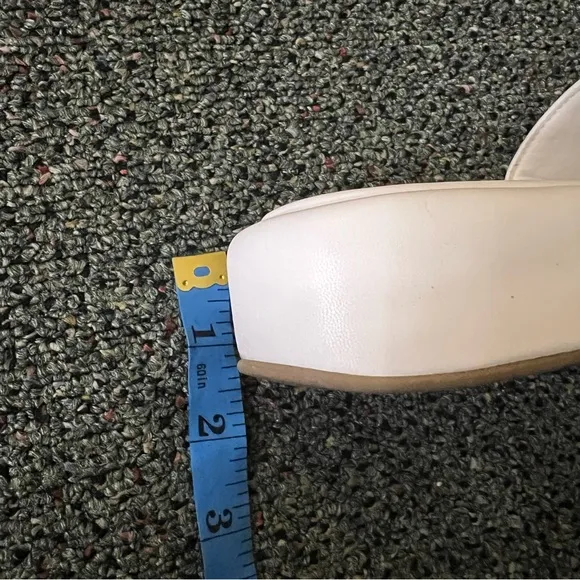 STEVE MADDEN White Platform Square Toe Flat Wedge Beach Slides Sandals Leather