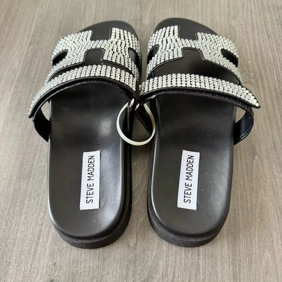 Steve Madden Women Mayven-R Rhinestone Slide Sandals size 8 NWT $99