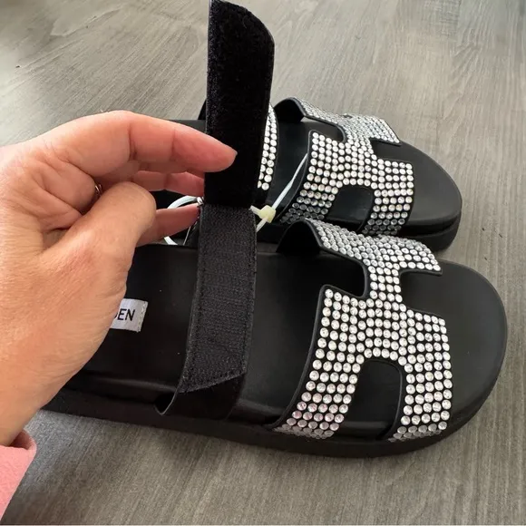 Steve Madden Women Mayven-R Rhinestone Slide Sandals size 8 NWT $99