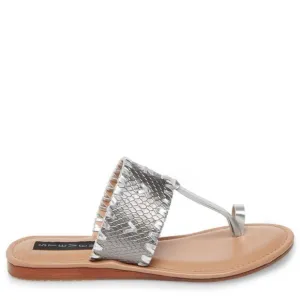 STEVEN by Steve Madden Silver Slide Flat Sandals