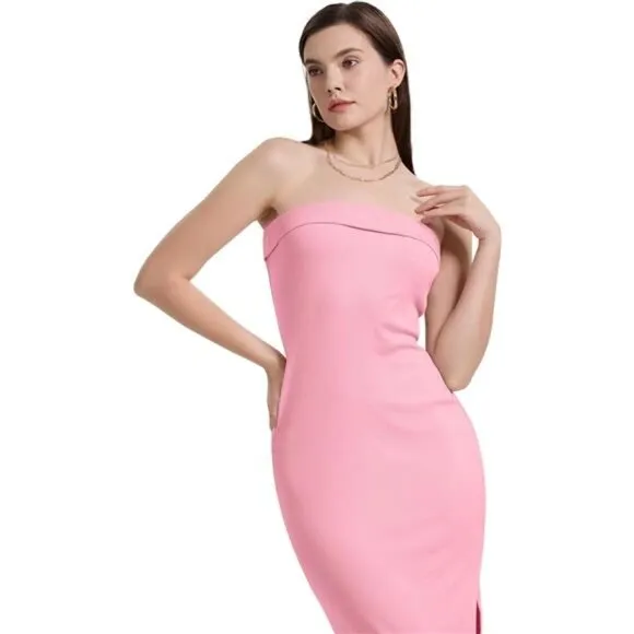 Strapless Bodycon Maxi Dress with Side Slit – Summer Vacation Outfit