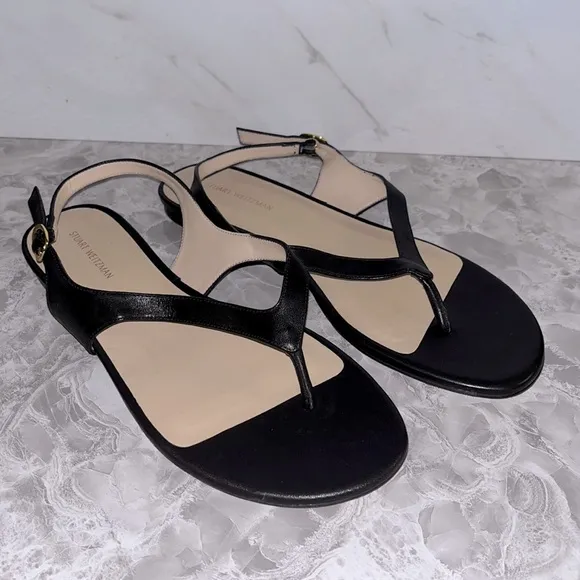 Stuart weitzman align slingback black sandals sz 8 / 38.5