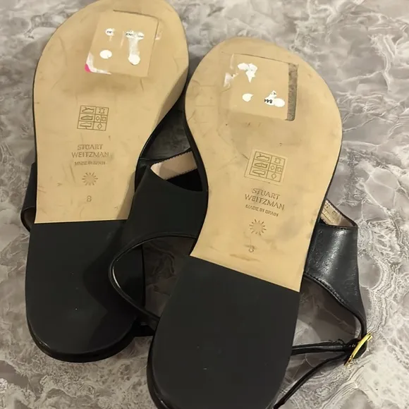 Stuart weitzman align slingback black sandals sz 8 / 38.5