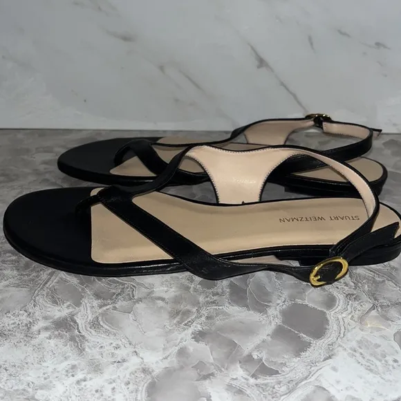 Stuart weitzman align slingback black sandals sz 8 / 38.5
