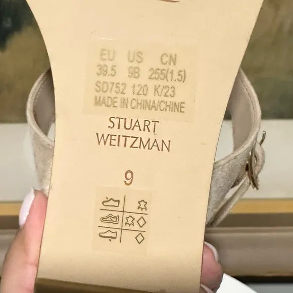 🌹STUART WEITZMAN🌹 Ave Cork Wedge Heel Suede Sandals Size: 9