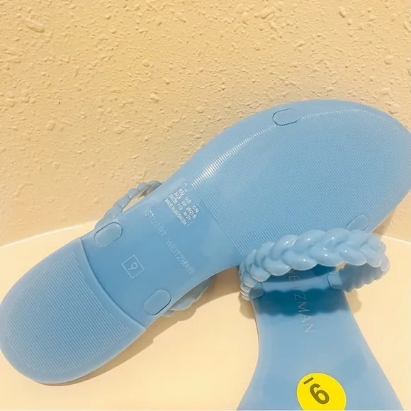 Stuart Weitzman Braida Sawyer Jelly Blue Sandals Size 9 NWT