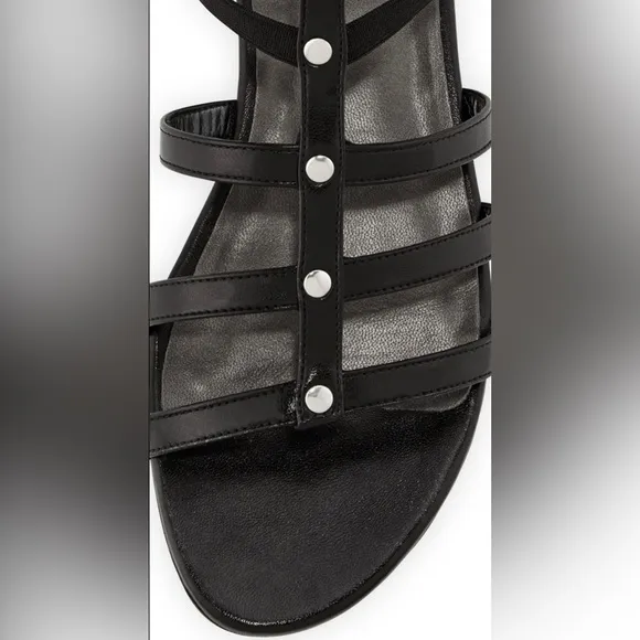 STUART WEITZMAN Gladiator Tall Leather Sandal, Black SIZE 8