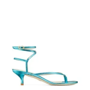 Stuart Weitzman Jimena blue leather heel strapy sandals size 6.5