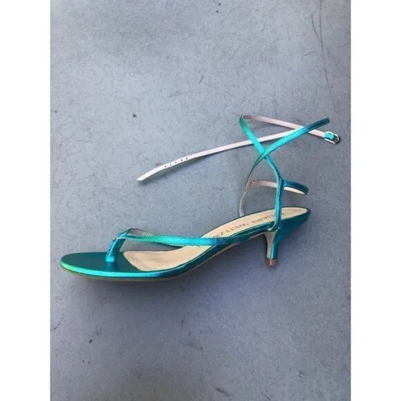 Stuart Weitzman Jimena blue leather heel strapy sandals size 6.5