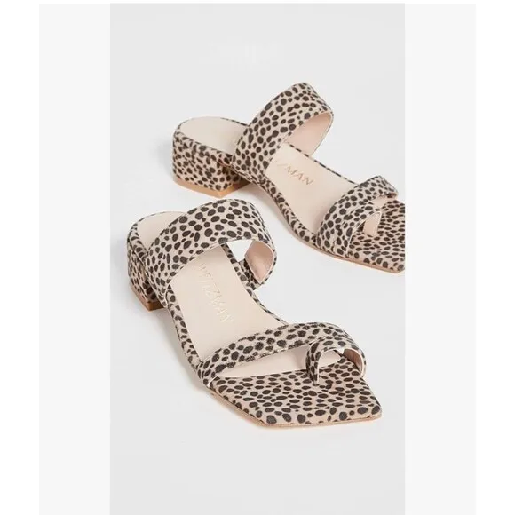 Stuart Weitzman Maisie 35 Sandal Women’s Size 10 Leopard Print Suede Msrp $395
