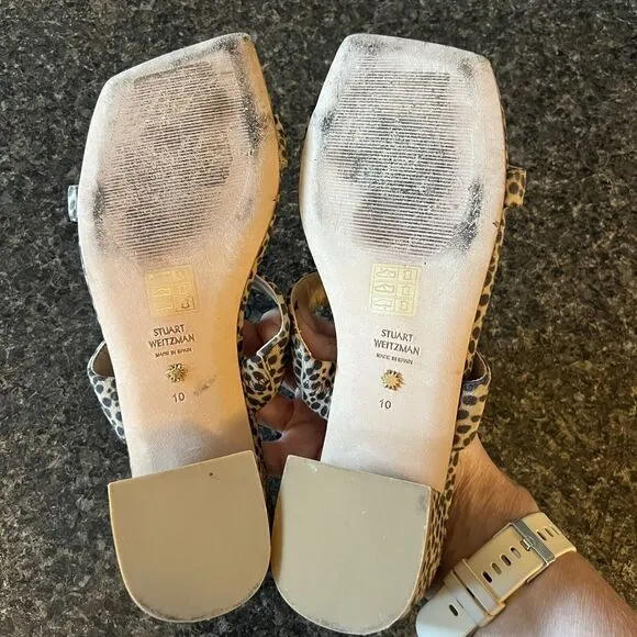 Stuart Weitzman Maisie 35 Sandal Women’s Size 10 Leopard Print Suede Msrp $395