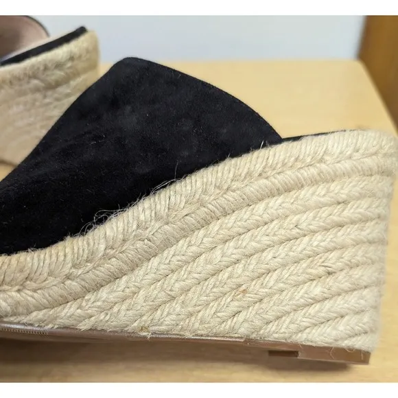 Stuart Weitzman Marabella Suede Espadrille Wedge Sandals Minimalist Black 10