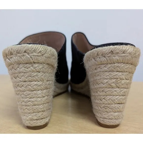 Stuart Weitzman Marabella Suede Espadrille Wedge Sandals Minimalist Black 10
