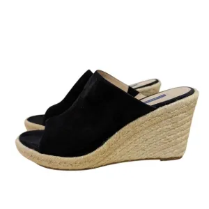 Stuart Weitzman Marabella Suede Espadrille Wedge Sandals Minimalist Black 10