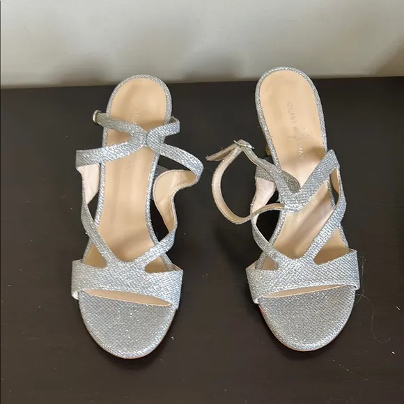 STUART WEITZMAN Mariposa Glitter METALLIAC STRAPPY SANDAL Sz 6.5