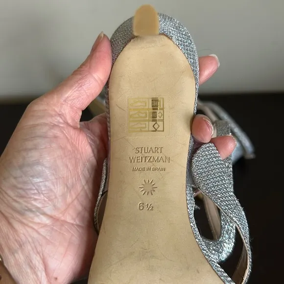 STUART WEITZMAN Mariposa Glitter METALLIAC STRAPPY SANDAL Sz 6.5