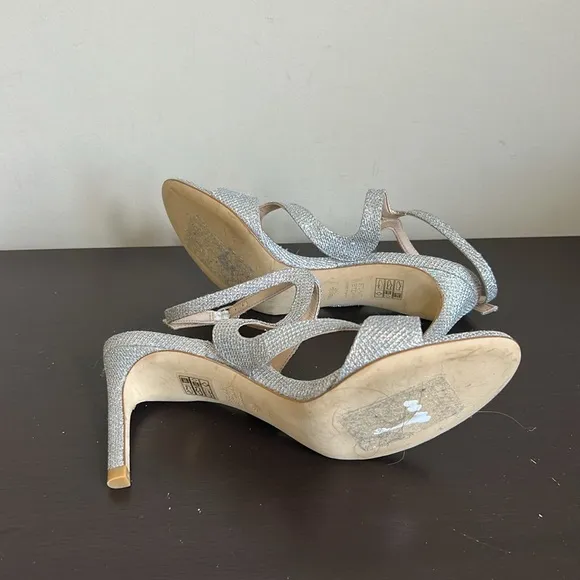 STUART WEITZMAN Mariposa Glitter METALLIAC STRAPPY SANDAL Sz 6.5