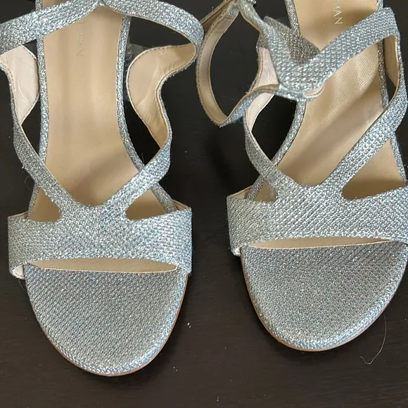 STUART WEITZMAN Mariposa Glitter METALLIAC STRAPPY SANDAL Sz 6.5