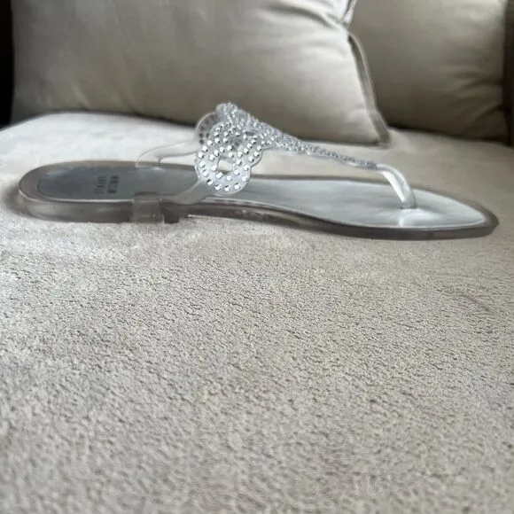 Stuart Weitzman Mermaid Clear Crystal Stones Jelly Sandal Women 9 Fit Like 8-8.5