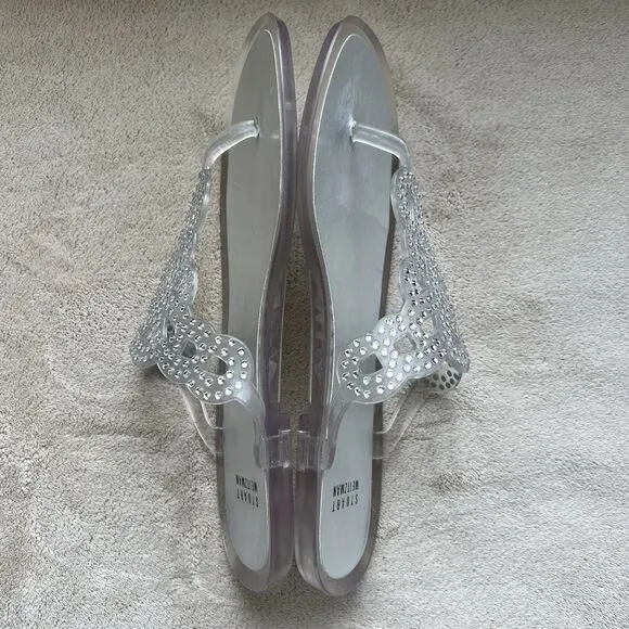 Stuart Weitzman Mermaid Clear Crystal Stones Jelly Sandal Women 9 Fit Like 8-8.5
