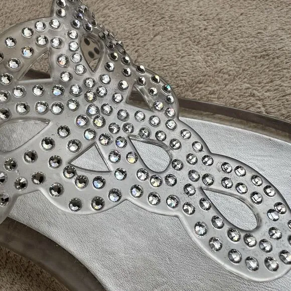 Stuart Weitzman Mermaid Clear Crystal Stones Jelly Sandal Women 9 Fit Like 8-8.5