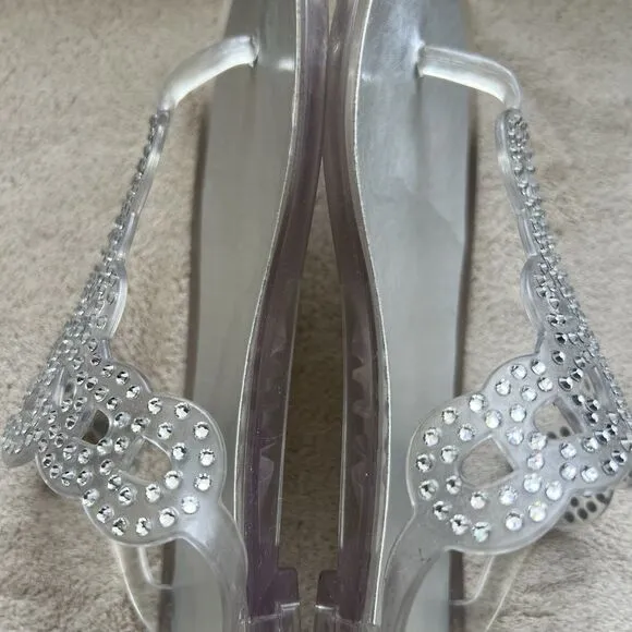 Stuart Weitzman Mermaid Clear Crystal Stones Jelly Sandal Women 9 Fit Like 8-8.5