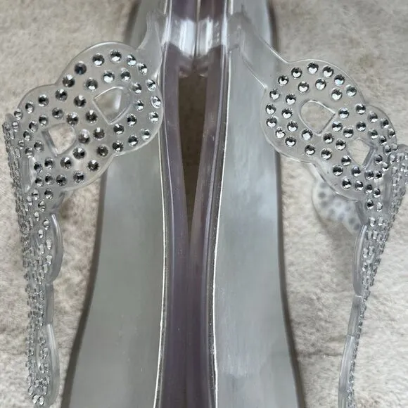 Stuart Weitzman Mermaid Clear Crystal Stones Jelly Sandal Women 9 Fit Like 8-8.5
