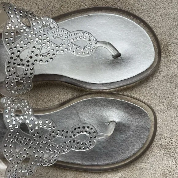 Stuart Weitzman Mermaid Clear Crystal Stones Jelly Sandal Women 9 Fit Like 8-8.5