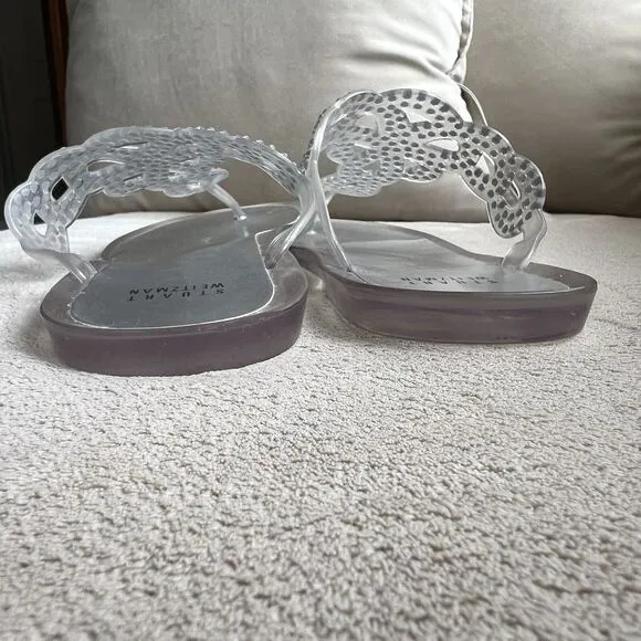 Stuart Weitzman Mermaid Clear Crystal Stones Jelly Sandal Women 9 Fit Like 8-8.5