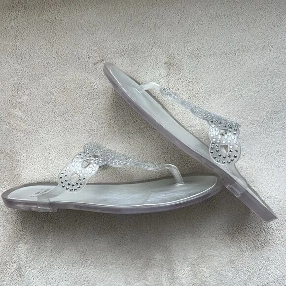 Stuart Weitzman Mermaid Clear Crystal Stones Jelly Sandal Women 9 Fit Like 8-8.5