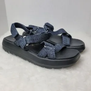 Stuart Weitzman Moxie Blue Navy Denim Platform Sport Sandals Size 8