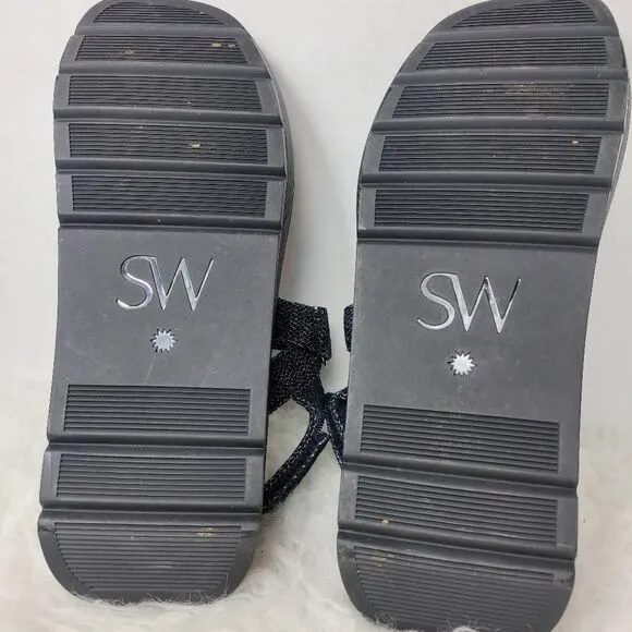 Stuart Weitzman Moxie Blue Navy Denim Platform Sport Sandals Size 8