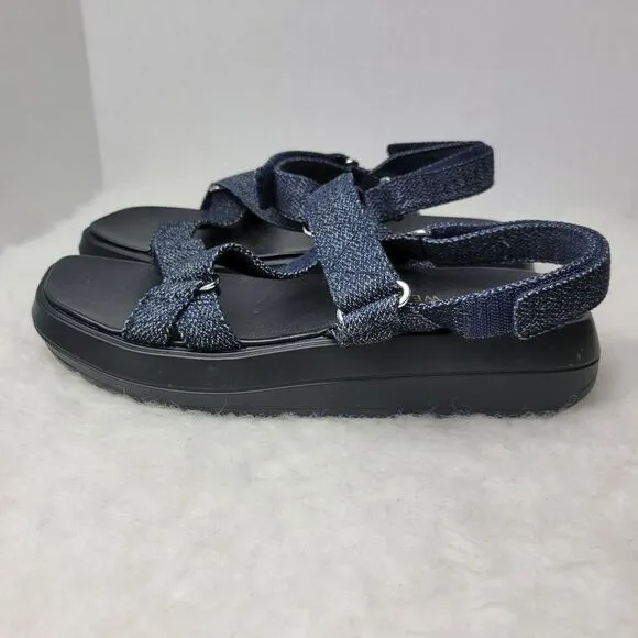 Stuart Weitzman Moxie Blue Navy Denim Platform Sport Sandals Size 8