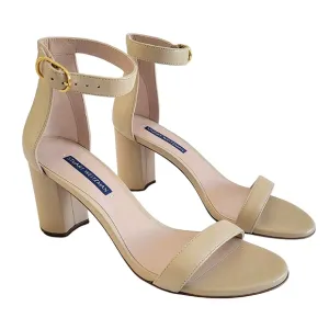 Stuart Weitzman Nearly Nude Ankle Strap Block Heel Dress Sandals