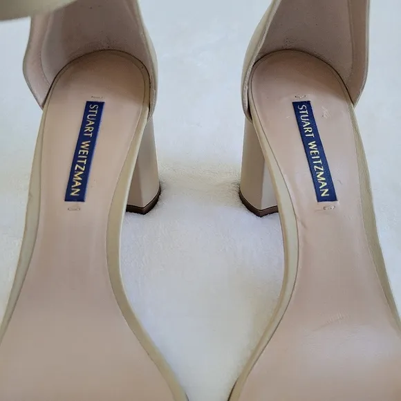 Stuart Weitzman Nearly Nude Ankle Strap Block Heel Dress Sandals