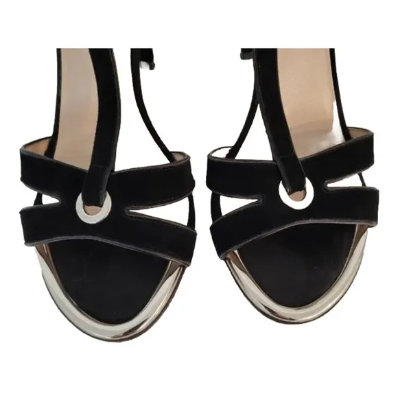Stuart Weitzman PW35794 Women's Heels Sandals in Black Suede Size 8M Spain