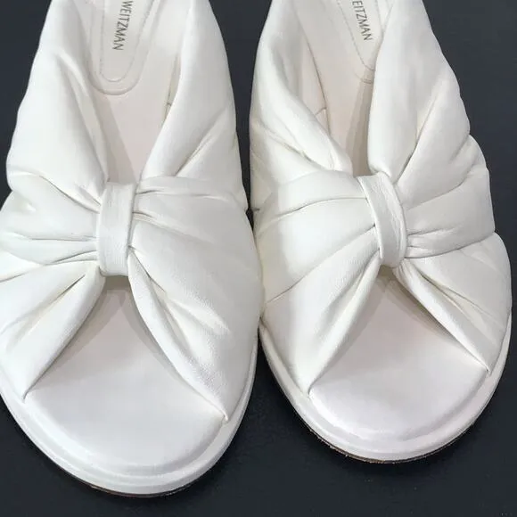 Stuart Weitzman Sculptural 3D Rose Low Kitten Block Heel Mule Sandals Wedding