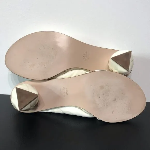 Stuart Weitzman Sculptural 3D Rose Low Kitten Block Heel Mule Sandals Wedding
