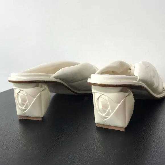 Stuart Weitzman Sculptural 3D Rose Low Kitten Block Heel Mule Sandals Wedding