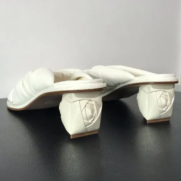 Stuart Weitzman Sculptural 3D Rose Low Kitten Block Heel Mule Sandals Wedding
