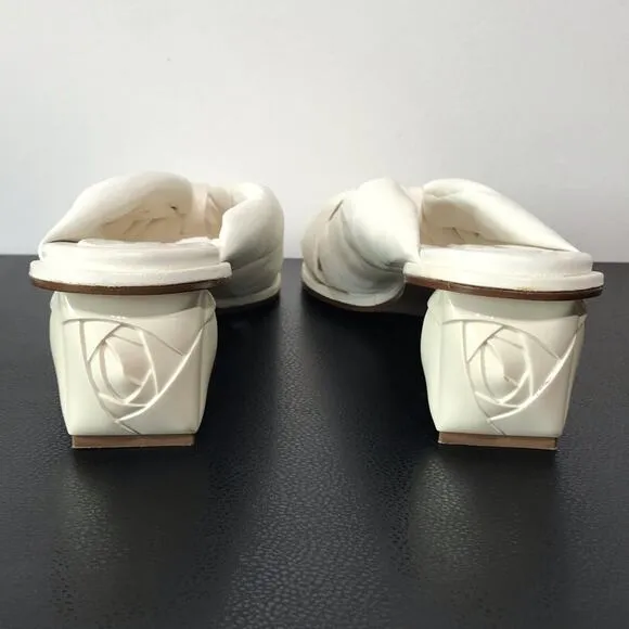 Stuart Weitzman Sculptural 3D Rose Low Kitten Block Heel Mule Sandals Wedding