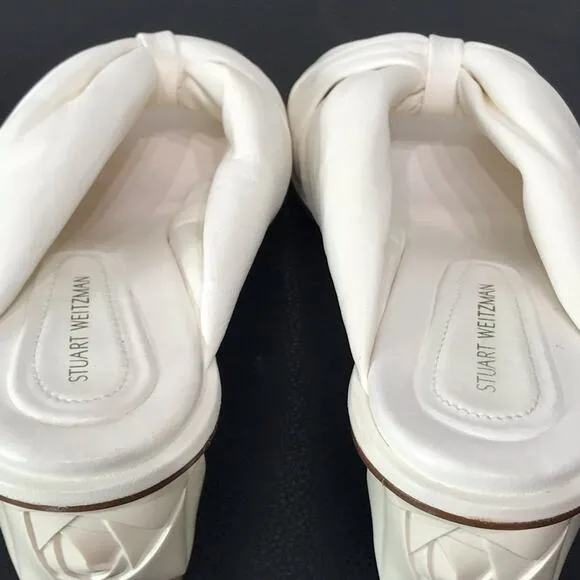 Stuart Weitzman Sculptural 3D Rose Low Kitten Block Heel Mule Sandals Wedding